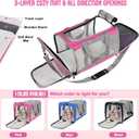 Pet Carrier for Large Cats of 20 Lbs, Collapsible Carrier Bag for Big Cat or 2 Kittens,Soft Sided Puppy Carrier with Sturdy Travel Transport Strap, Adequate Ventilation, 4 Mesh Windows (Pink)