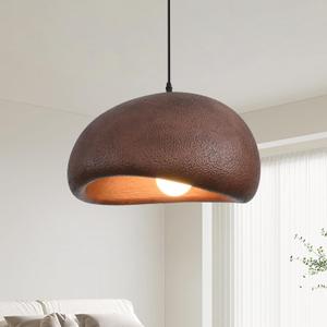 15.7in Wabi Sabi Pendant Light, Kitchen Island Lighting Fixture Ceiling Mount Japanese Lamp Japandi Chandelier for Dining Living Room Hallway Bedroom Restaurant Hanging Lamp, Brown, 1 Pack
