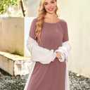 Ekouaer Women Maternity Nightgown Labor Delivery Nursing Gown Hospital Breastfeeding Dress Button Down Long Sleeve Sleepwear, Dusty Pink 2XL