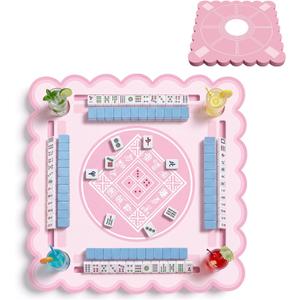 Thenshop Floating Mahjong Table for Pool Floating Game Table for Poker Cards Dominoes Summer Water Game Tray for Hot Tub Lake Beach Party 30 x 30 Inch(Pink Cookie Shape), 75 x 75 cm