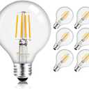 MASTERY MART G25 Globe Light Bulbs, Dimmable, E26 Base, 60W Equivalent, 2700K Soft White, Vintage Filament for Bathroom Mirror, 5.5W LED, UL Listed, Energy Star, 6-Pack