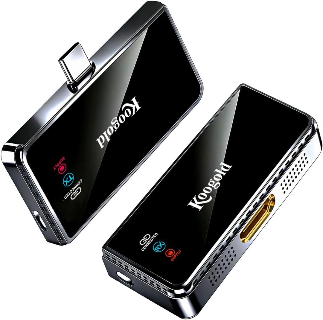 Wireless USB-C Transmitter and HDMI Receiver,Type-C to HDMI,4K Decode Input 1080P@60Hz Output,Plug and Play, Stream Content from Laptop,Tablet,Phone to TV,Monitor,Projector