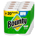 Bounty Quick Size Paper Towels, White, 8 Family Rolls = 20 Regular Rolls (Packaging May Vary)