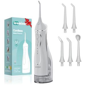 Leominor Water Dental Flosser Pick for Teeth, 300ML Portable Oral Irrigator Upgraded Tank Removable,IPX7 Waterproof, Rechargeable Travel Teeth Cleaner, Professional Electric Flossing Machine (Gray)