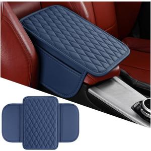 Mandark Car Center Console Cover, Microfiber Leather Vehicle Armrest Protector Cushion with 2 Storage Bags, Auto Interior Arm Rest Seat Box Pad Accessories, Universal for SUV, Sedan, Truck (Dark Blue)