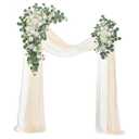 Odouzy Wedding Arch, Artificial Flowers, Wedding Decor with Drapes (Set of 4)，Be Suited to Banquet, Party, Wedding Decor Ceremony and Background Decoration (White Champagne)