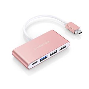 LENTION 4-in-1 USB-C Hub with Type C, USB 3.0, USB 2.0 for 2024-2016 MacBook Pro (M1-M4), iPhone 16-15 New Mac Air/Surface, ChromeBook, More, Multiport Charging & Connecting Adapter (C13, Rose Gold)