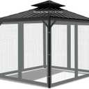 Gazebo Universal Replacement Mosquito Netting, Outdoor Mesh Netting Screen 4-Panel Sidewall with Zipper for Patio, Canopy, Garden and Backyard, Gray(Mosquito Net Only) (Gray, 10' x 10')