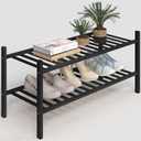 Z&L HOUSE 2-Tier Shoe Rack for Closet, Stackable Shoes Rack Organizer Free Standing Shoe Shelf for Entryway and Closet Hallway, Multifunctional Bamboo Rack in Different Combinations (2-Tier)