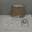 Drum Lampshades Set of 2, Fabric Lampshades for Table Lamps Floor Lamps, Medium Lampshades 11.6" Top x 12.6" Bottom x 9.8" High, Easy Assembly Shades Replacement, Natural Linen Hand Crafted (Spider) (Farmhouse Brown)