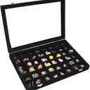 Vicoter Velvet Jewelry Tray 48 Compartments Jewelry Display Organizer with Transparent Cover Rings, Earrings, Necklaces, Pendants Storage Box for Girls, Wives, Mothers, Women