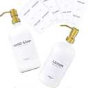 Soap Lotion Dispenser Set, Durmmur White Soap Dispenser With Ceramic Tray, Hand And Dish Soap Dispenser Set With 16 Waterproof Labels For Kitchen /Bathroom/Farmhouse