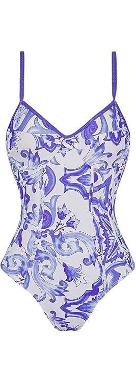 Women's One Piece Swimsuit with Cover Up Sarong Wrap Floral Bathing Suits 1 Piece Swim Suit M