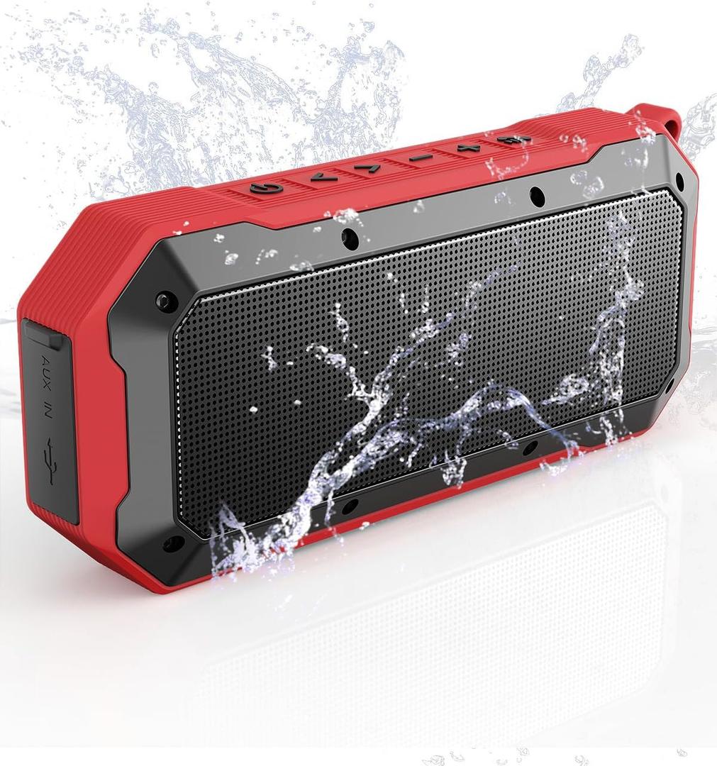 Bluetooth Jobsite Speaker with Magnet and Hook, 30H Working Time IPX6 Waterproof Speaker Plays Audio and Answers Calls Hands Free