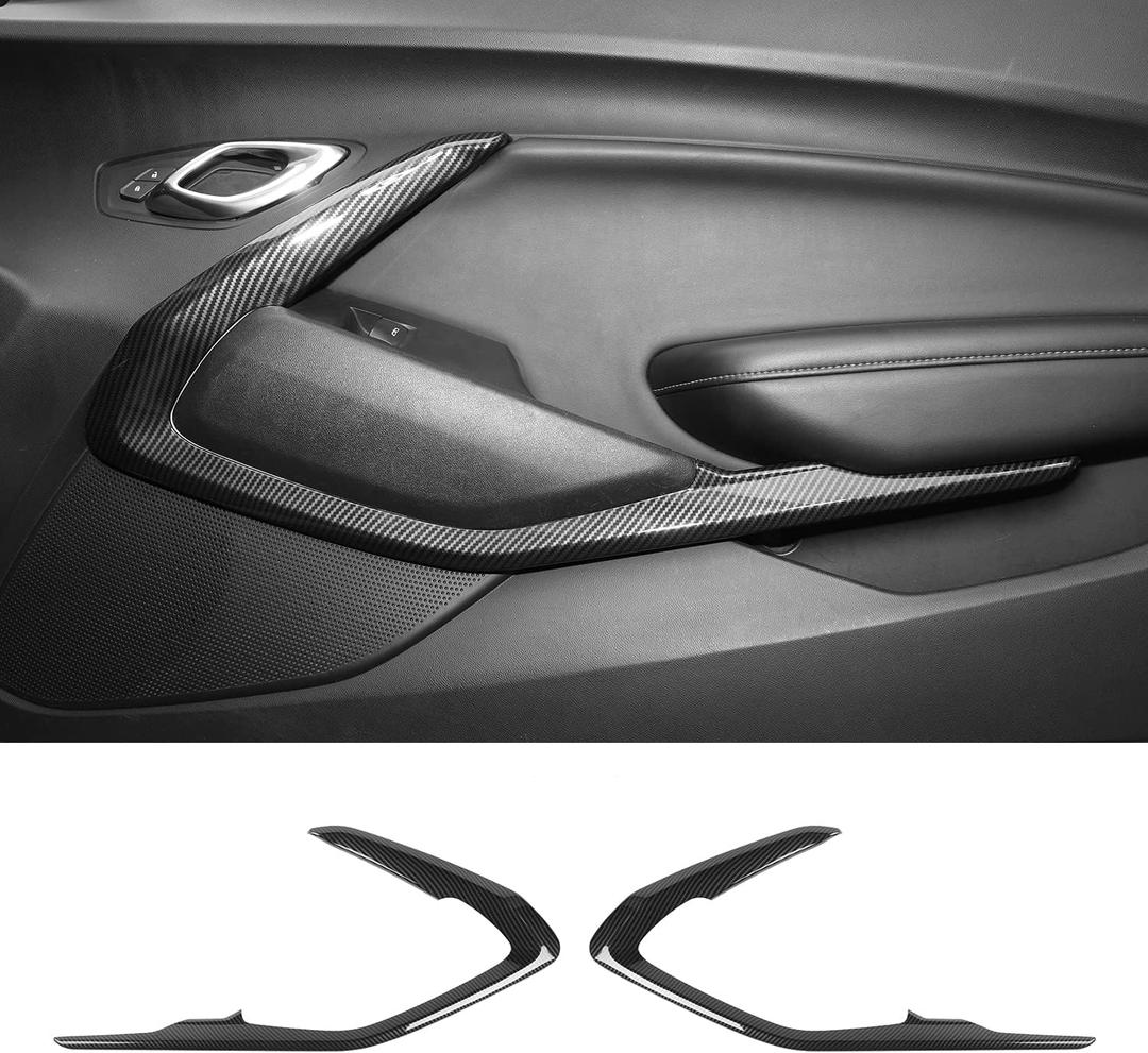 Carbon Fiber Interior V Door Panel Trim Cover Frame Decoration Interior Accessories for Chevrolet Camaro 2016-2023