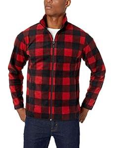 Amazon Essentials Men's Full-Zip Polar Fleece Jacket, Red Buffalo, X-Small