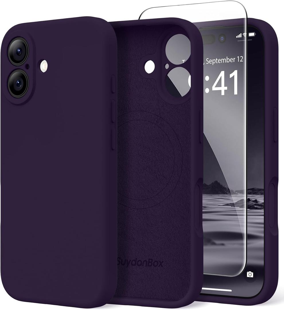 Magnetic for iPhone 17 Case, Compatible with MagSafe, [Full Camera Protection][Screen Protector] Silicone Shockproof Protective Phone Case for iPhone 17 6.3", Deep Purple