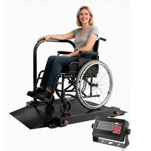 Side Handle Wheelchair Scale for Home Use Extended Detachable Ramp 1000lbs x 0.2lbs Medical/Home Weighing Scale Plateform with LCD Display with Backlight