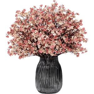 Lifewit Babys Breath Artificial Flowers, Silk Gypsophila Faux Floral Stems for Wedding Bouquets, Home Decor, Centerpieces, DIY Arrangements, Farmhouse & Party Decorations (Beige Brown, 15 Bundles)