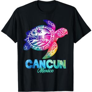 Cancun Mexico Turtle Tie Dye Summer Vacation Gifts Souvenir T-Shirt S