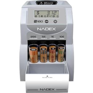 Nadex S180 Digital Coin Counter, Sorter,and Wrapper - Automatically Sorts and Counts Coin Batches, Stops on Full Coin Rolls, Silver