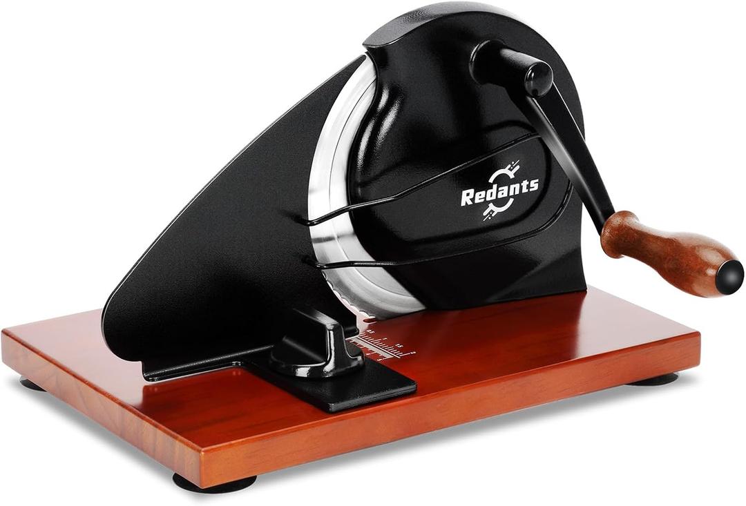 Redants Manual Bread Slicer for Homemade Sourdough Bread, Versatile Hand Crank Bread Slicer, Adjustable Thickness for Smooth Cutting, Food Grade Stainless Steel (Black), 6.5"