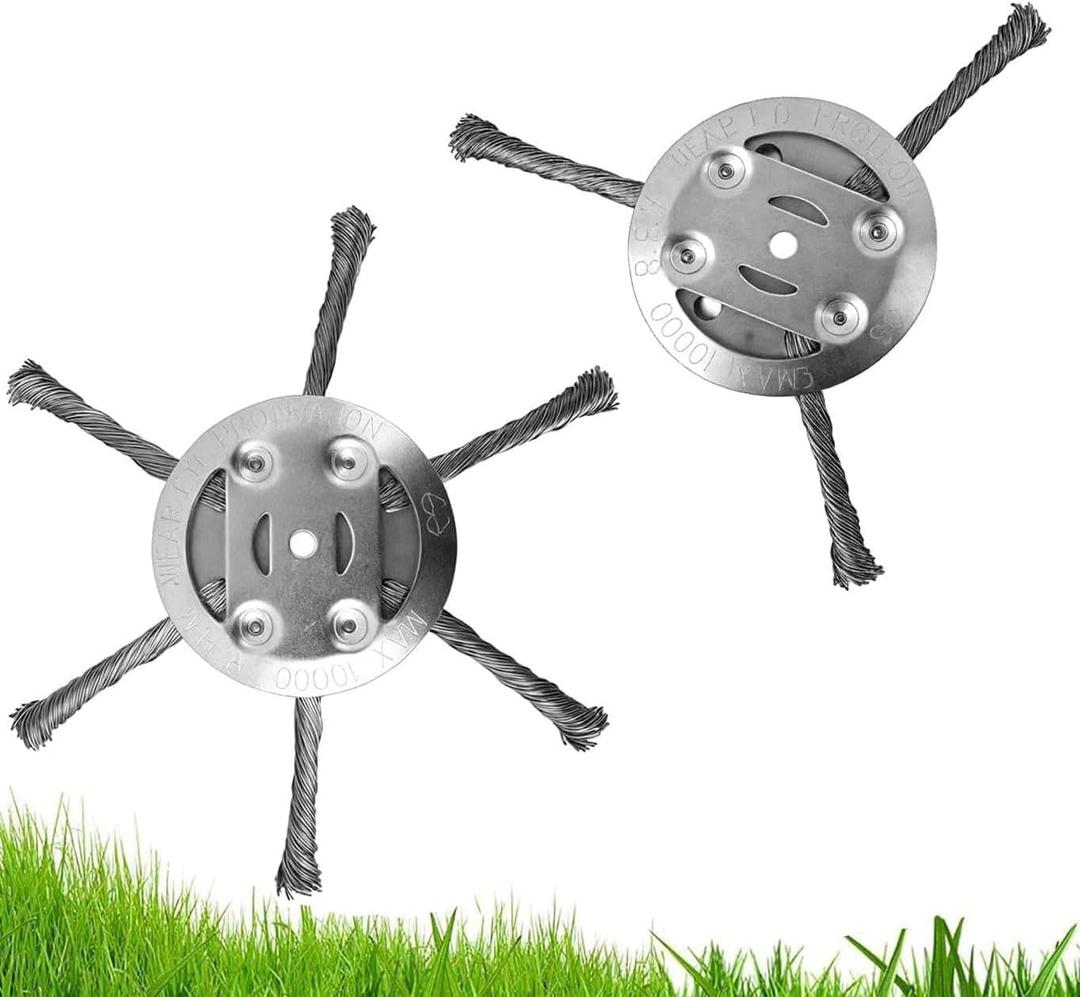 2026 2PCS Universal Steel Wire Trimmer Head - Replacement for Electric/Battery Cordless String Trimmers & Weed Eaters (3Blades+6Blades)