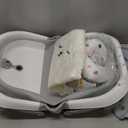 MoreFeel Collapsible Baby Bathtub for Newborn with Thermometer & 1 Hooded Towel & 1 Soft Floating Cushion,Portable Travel Bathtub with Drain Hole, Durable Foldable Baby Tubs for Infants to Toddler (Grey)