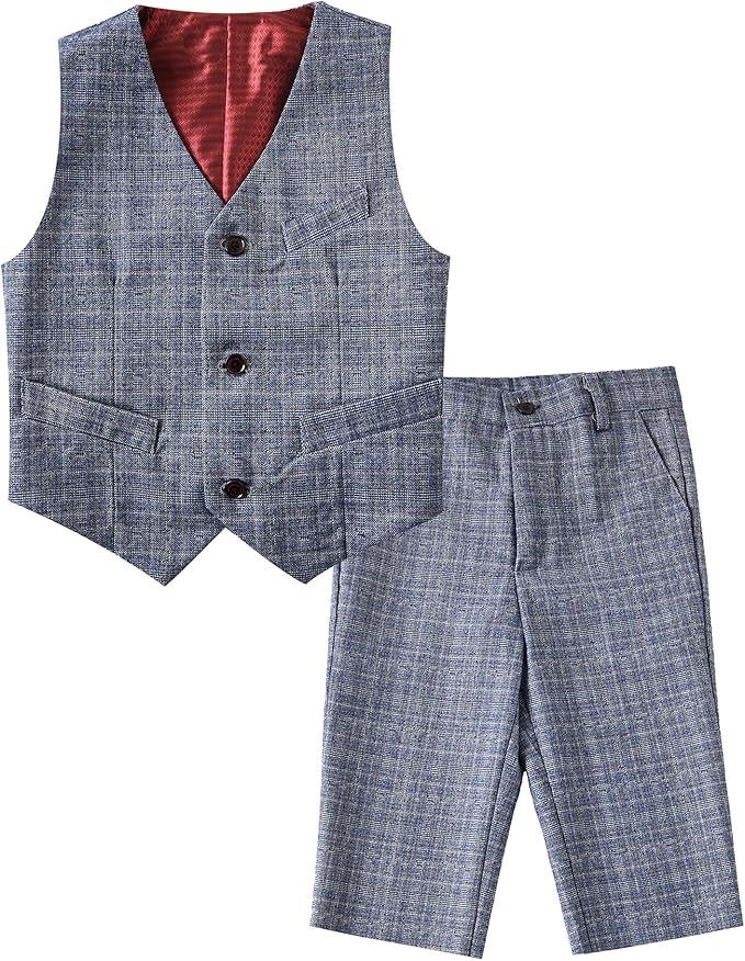 Boys Suits Slim Fit Formal Suits for Boy Tuxedo 2 Pcs Vest Shorts Set Lightweight Wedding Outfit, Size: 5