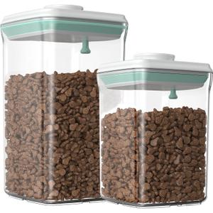 Dog-Cat POP Treat-Airtight jar-Container - 1.3 Qt/1.2 L and 2.2 Qt/2 L (2PC) | Stackable One-Touch Opening | For Snacks Candy Salt Herbs Spices | BPA-Free