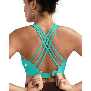 RUNNING GIRL Sports Bras for Women,Crisscross Back High Impact Sports Bra with Hook Closure Workout Supportive Bra (X-Large, A-bright Green)