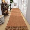 Collive Long Hallway Runner Rug 2.6' x 10', Washable Runner Indoor Entryway Rug, Terracotta Braided Woven Kitchen Runner Rugs Low-Profile Front Door Floor Carpet for Laundry Room Bedroom