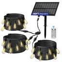 Stright Solar Powered String Light 180FT with Remote Control 8 Light Modes, Weatherproof Shatterproof ST38 LED Bulb, Total 45 Sockets, 1 to 3 Splitter cord String Lights (End to End 60FT, Total 180FT)