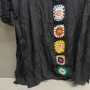 SweatyRocks Women's Floral Crochet Coverups Dress 3/4 Sleeve V Neck Sheer Beach Cover Up Dress Black X-Large