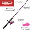 Zebco Splash Junior Spinning Reel and Fishing Rod Combo, 4-Foot 2-Piece Fishing Pole, Changeable Right- or Left-Hand Retrieve, Pre-Spooled with 6-Pound Zebco Line