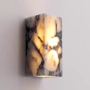 Marble Wall lamp, Modern Alabaster wall Light, Wall Mount Wall sconces with Natural Stone lampshade, LED Vanity Light, for Mirror, Bedroom, Hallway,Rectangle
