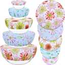 5 Pieces Bowl Covers Reusable, 5 Size Elastic Cloth Bowl Covers for Bread Proofing Stretch Food Covers Washable for Food Fruits Leftover (Daisy)