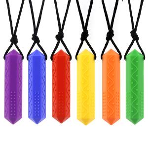 Durable Chew Necklaces for Sensory Kids, Boys and Girls, 6 Packs Stretch Chewing Necklaces for Sensory Needs, Autism, ADHD, Teething Relief