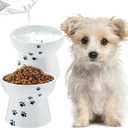 Teenyyou 2 Pack Elevated Dog Bowls Cute Ceramic Raised Dog Bowl Nonslip Elevated Water Bowl for Dogs, Dishwasher and Microwave Safe