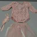 Newborn Lace Romper, 2 PCS Baby Girl Photography Props, Newborn Girl Photography Outfits with Flower Headband for Infants (Pink Long Sleeve)