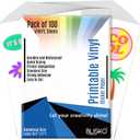 Printable Vinyl Sticker Paper - 100 Sheets 8.5x11 Sticker Paper for Inkjet Printer, Quick-Drying, Waterproof, Vivid Color & Tear-Resistant, Easy to Cut, Cricut Compatible, DIY Sticker & Labels