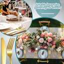 Nuenen 50 Pieces Stainless Steel Forks Silverware Set Dinner Forks and Knives Flatware Tableware Cutlery Set for Kitchen Restaurant(8.07 x 0.94 Inch, 9.06 x 0.79 Inch,Gold)