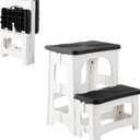 Folding 2-Step Stool, 8" 17" Non-Slip Collapsible Stools, Bedside Stepstools, Hold up to 300 lbs, Portable Footstool for Kitchen Home Toilet Bedroom Office RV (Panda)