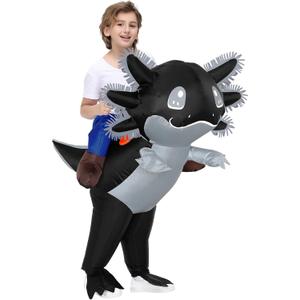 Stegosaurus Inflatable Axolotl Costume for Kids Halloween Costumes Kid Blow Up Costume Ride on Axolotl Costumes for Girls Boys Cosplay Party, Black, One Size fit for Most Kids
