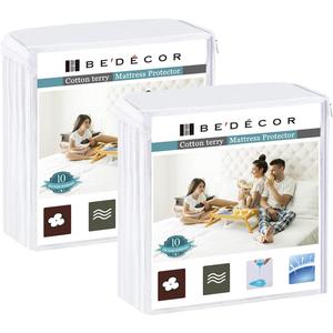 Bedecor 2 Packs Twin Mattress Protector Waterproof Protection Soft Cotton Terry Top Cover,for Babies Pregnant Women Incontinent Persons Deep Pocket to 18"