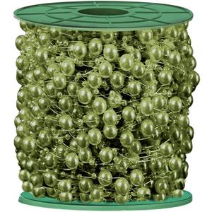 196 Feet Artificial Pearl Beads Garland Plastic Pearl Strands Chain Pearl String for Crafting Wedding Decoration Party Centerpieces Bridal Bouquet Crafts Flower DIY Supplies (Light Green)