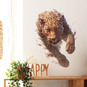 Running Leopard Wall Decals Removable Animal Vinyl Stickers for Nursery Living Room and Gym Jungle Theme Decor Peel and Stick Wall Art