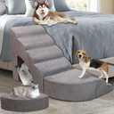 Foam Dog Stairs & Steps Ramps for High Beds 30 inches Tall for Small Dogs and Cats, LitaiL 6 Step Pet Stairs Steps for High Beds 30 inch Large Dogs, Non-Slip Dog Ramps for Older Cat