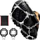 ZeeDix Crampons for Shoes, 10-Spike Stainless Steel Ice Cleats for Shoes and Boots, Slip-Resistant Shoe Spikes Traction Grips for Walking Hiking Jogging Fishing and Daily Outdoor Adventures (Large)