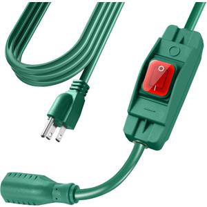 Extension Cord with Switch On/Off Waterproof Switch 6Ft No Plugging and Unplugging Invintage Stereo Devices Without Built-in Power Switch(6 FT) (Green)
